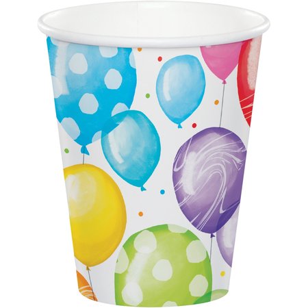 CREATIVE CONVERTING Balloon Bash Paper Cups, 9oz, 96PK 357390